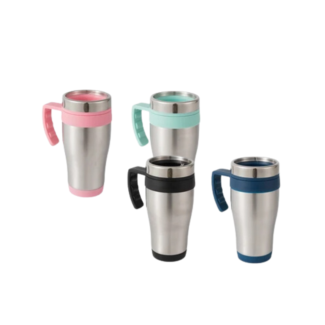 Bulk Order: Splash Double Wall Insulated Stainless Steel Travel Mug, 16oz - (24 Mugs per case)