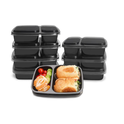 Bulk Order: 240 COUNT,  Fresh Guard Plastic Bento Meal Prep Container, 2 Div, 26.3 Once  - (12 packs of 10 containers per case)