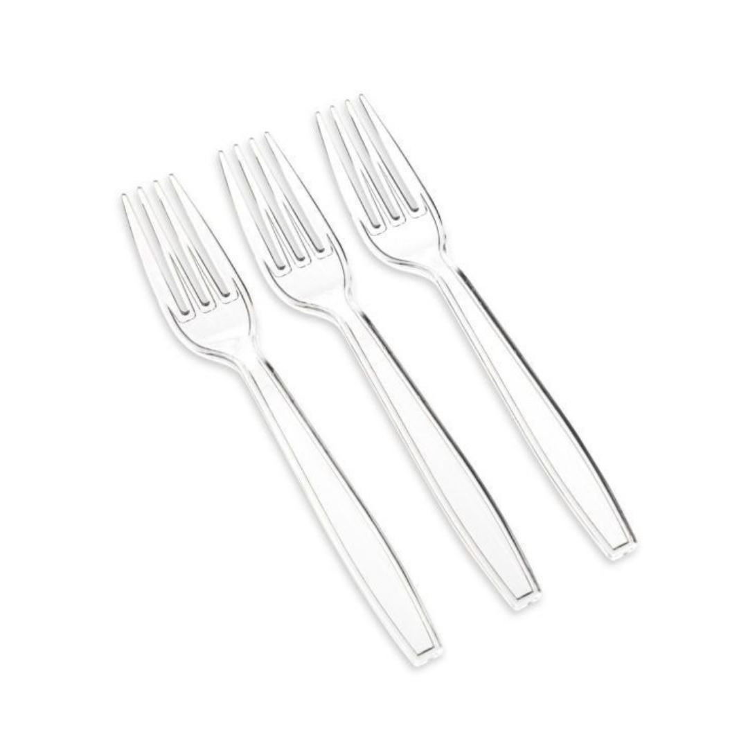 Bulk Order: 864 COUNT, Ideal Dining HD Clear Fork - (48 packs of 18 pieces of forks per case)