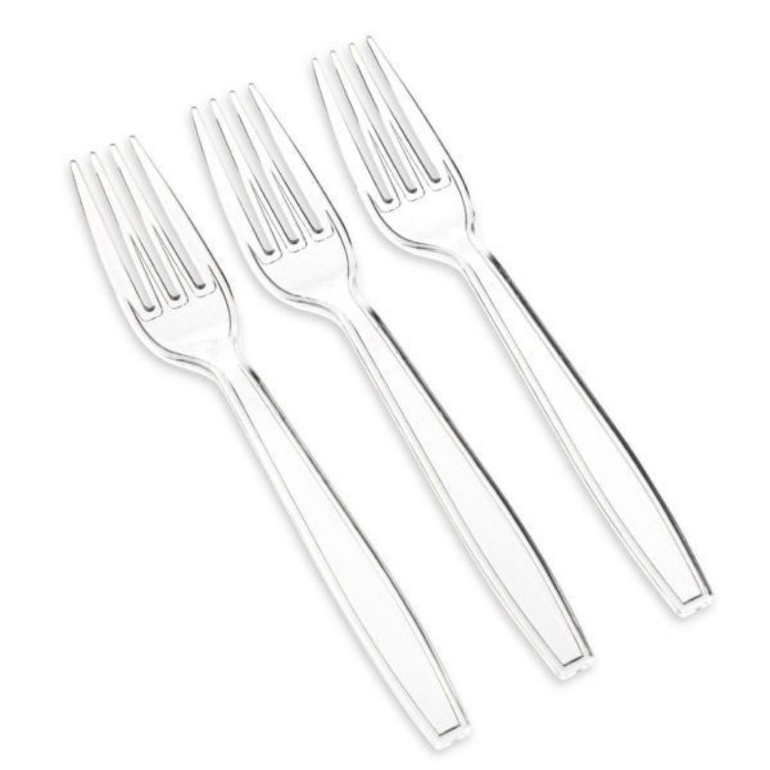 Bulk Order: 768 COUNT, Ideal Dining Clear Forks - (4 packs of 192 pieces of forks  per case)