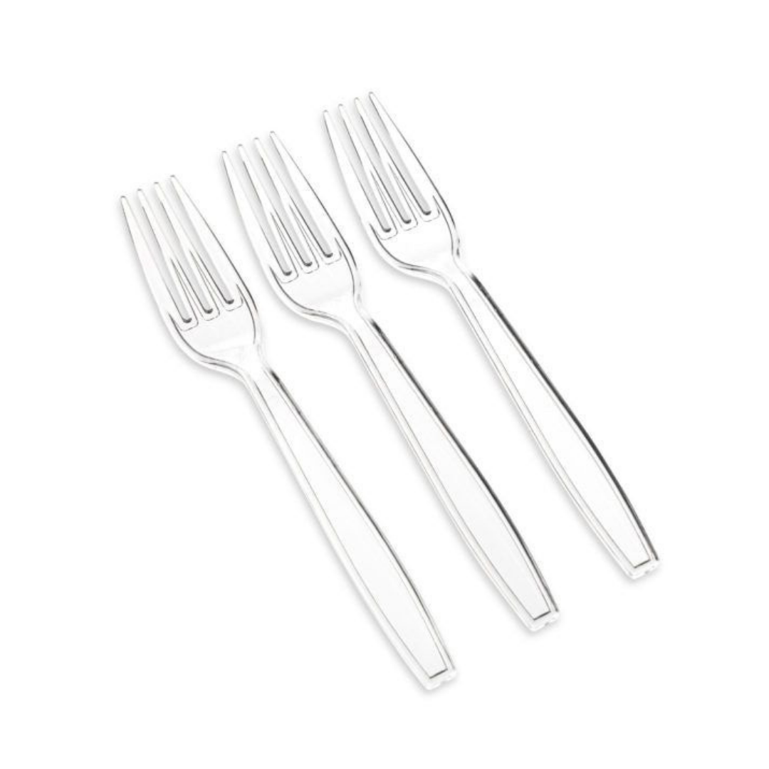 Bulk Order: 2304 COUNT, Ideal Dining Clear Forks - (48 packs of 48 clear forks per case)