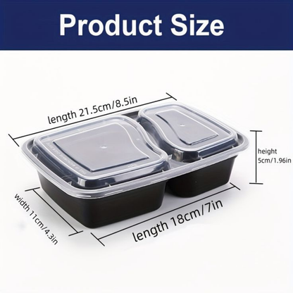 Bulk Order: 120 COUNT, Fresh Guard Food Containers with Covers, 2 Div, 33.8 once storage (12 Packs of 10 containers per case)