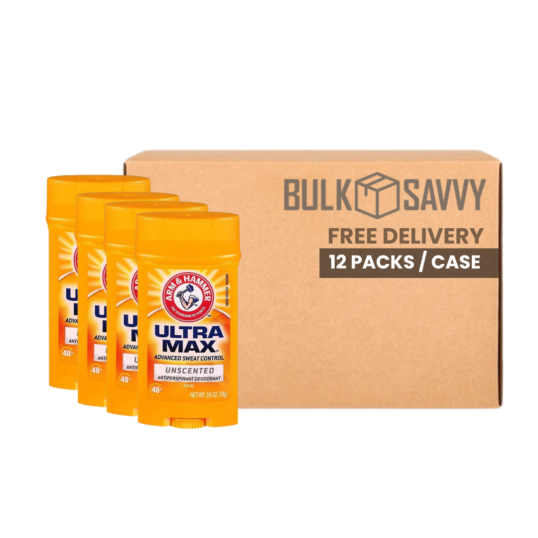 Bulk Order: Arm & Hammer Ultra Max Unscented Widestick, 2.6oz - (12 Packs per Case)