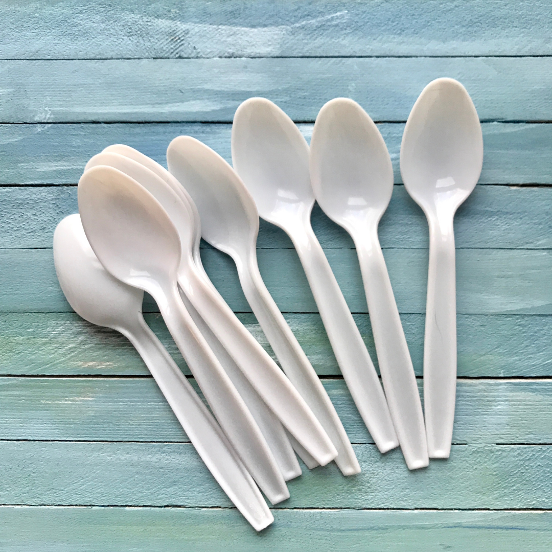 Bulk Order: 1200 COUNT, Ideal Dining Plastic Jumbo Spoons - (24 packs of 50 spoons per case)