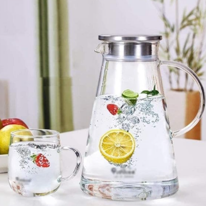 Bulk Order: Splash Clear Glass Pitcher with Aluminum Lid ,50.7oz - (6 pitchers per case)