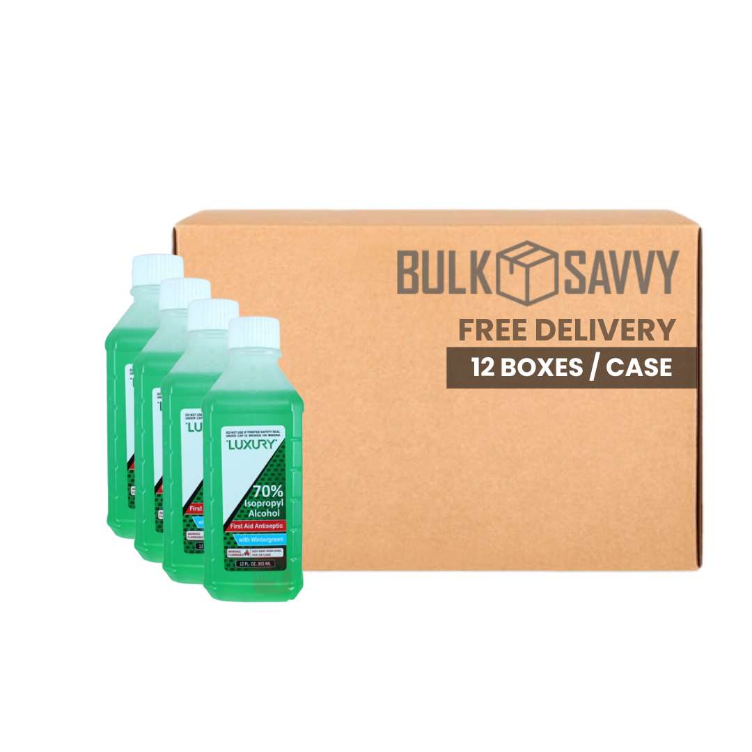 Bulk Order: Luxury Isopropyl Alcohol, 70% 12oz Green - (12 Bottles  per Case)