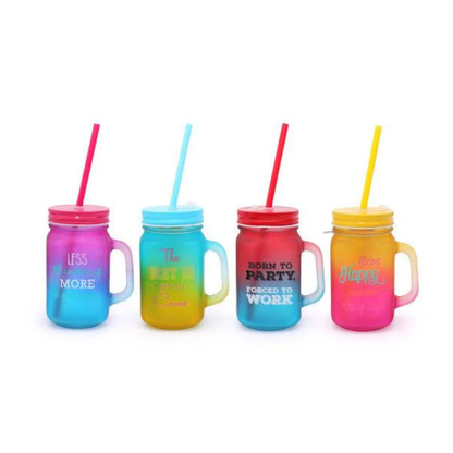 Bulk Order: Splash Inspirational Mason Jar with Straw, 15.2oz - (24 Jars per case)