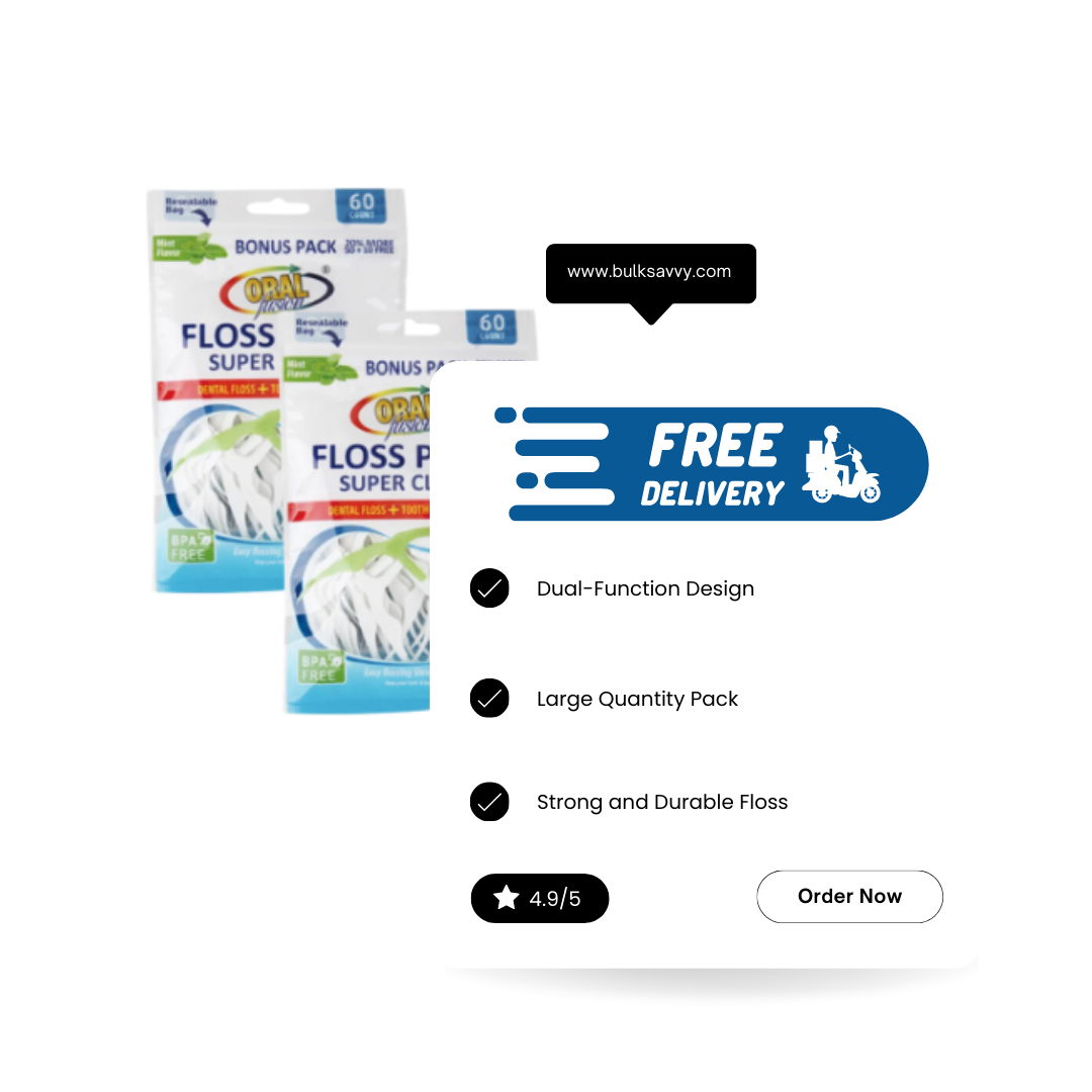 Bulk Order: Oral Fusion Floss Picks - (48 Packs of 60 floss picks per Case)