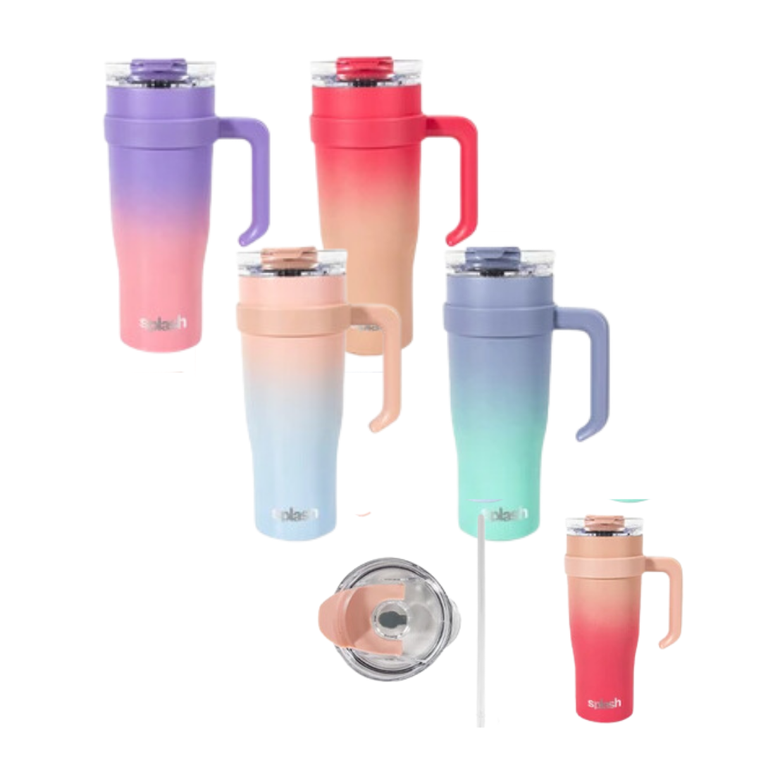 Bulk Order: 12 COUNT,  Splash Bottle - Stainless Steel Travel Mug 2 Tone, 40oz - (12 mugs per case)