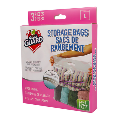 Bulk Order: 72 COUNT, Fresh Guard Storage Bag Large - (24 boxes of 3 bags per case)