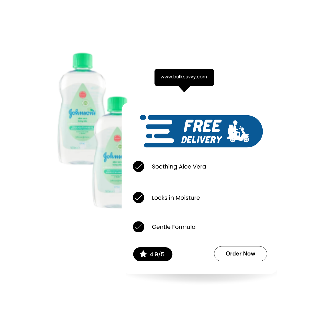 Bulk Order: Johnson’s Baby Oil Aloe Vera, 500ML - (12 Bottles per Case)