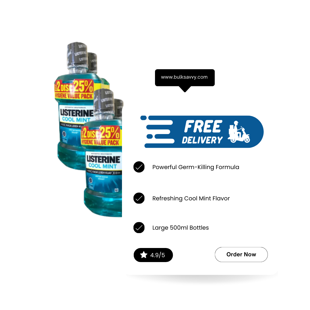 Bulk Order: Listerine Cool Mint 2 pack, 500ml - (6 Bottles per Case)