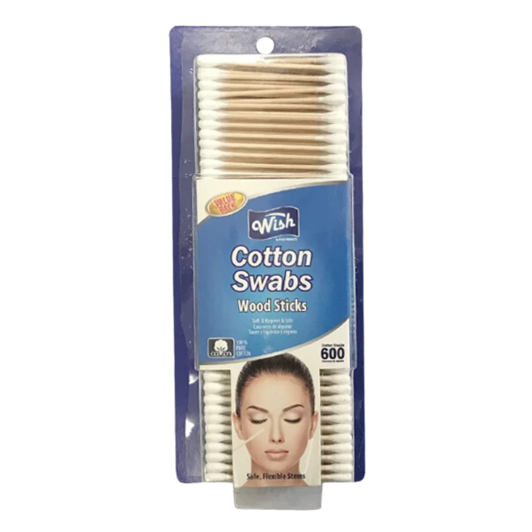 Bulk Order: Wish Cotton Swabs Wood - (24 Boxes of 600 swabs each per case)