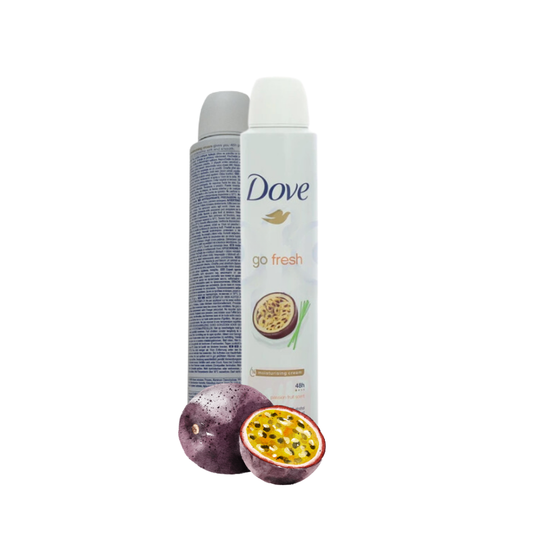 Bulk Order: Dove Body Spray Go Fresh Passion Fruit, 200ml - (6 Bottles per Case)