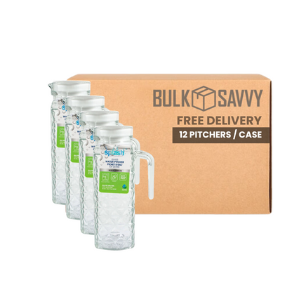 Bulk Order: Splash Glass Water Pitcher, 33.8oz - (12 Pitchers per case)