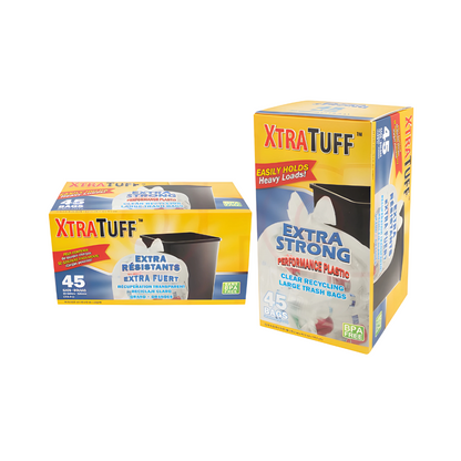 Bulk Order: 540 COUNT, Xtratuff Recycle Clear Trash Bags, 30 Gallon - (12 Boxes of 45 bags per case)