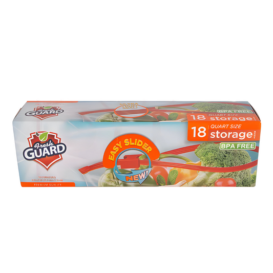 Bulk Order: 432 COUNT,  Fresh Guard Slider Storage Quart - (24 boxes of 18 bags  per case)