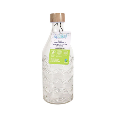 Bulk Order: Splash Glass Water Bottle, 35.5oz - (12 Bottles per case)