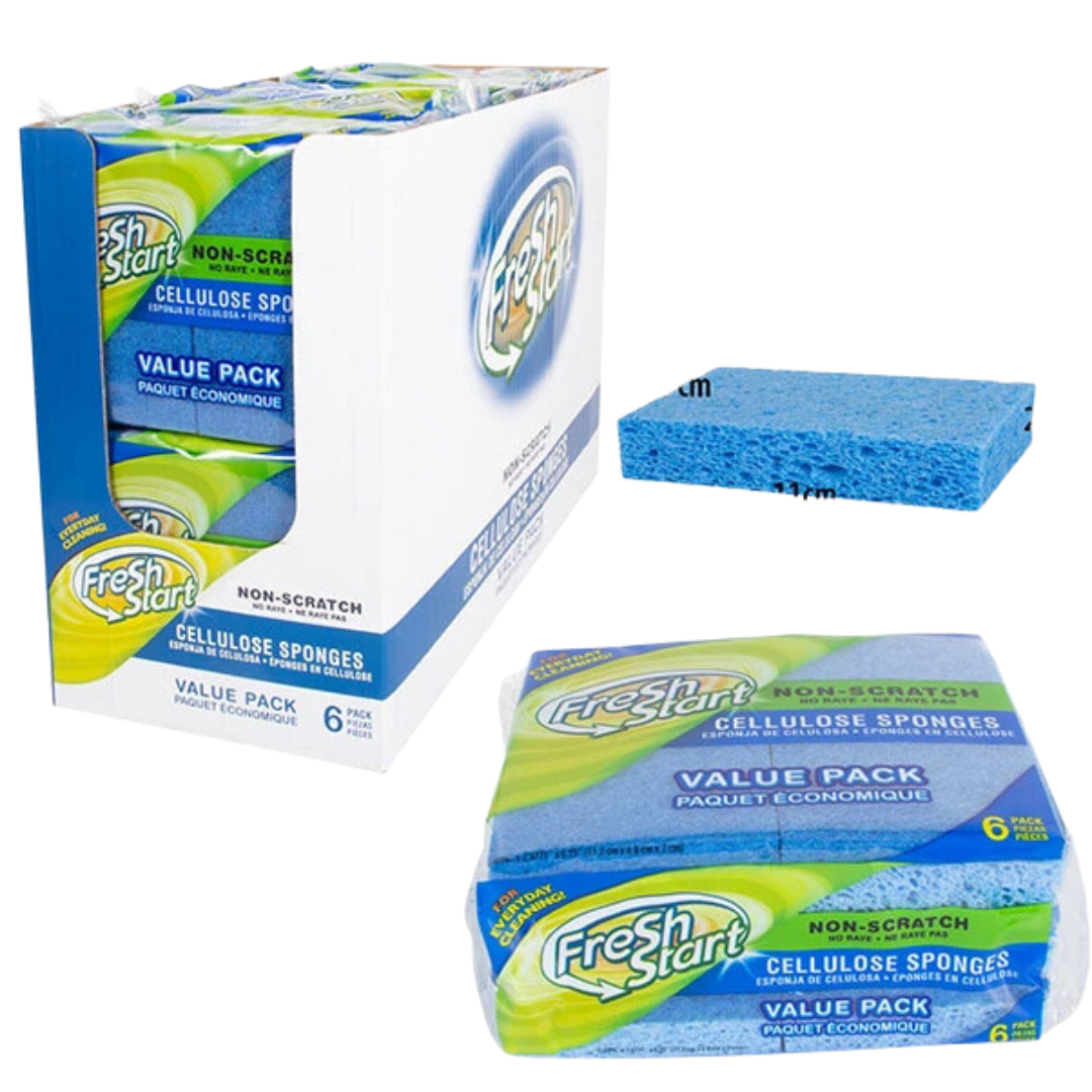 Bulk Order: 60 COUNT, Fresh Start Non-Scratch Sponge - (10 boxes of 6 sponges per case)