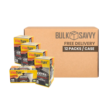 Bulk Order: 540 COUNT, XtraTuff™ Trash Bag 30 Gallon - (12 Boxes of 45 bags per case)