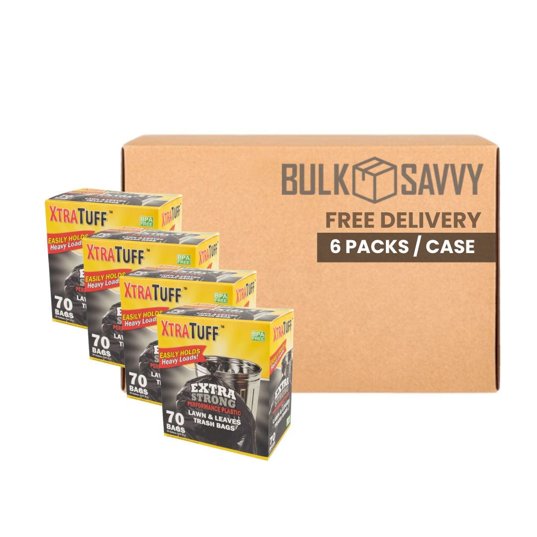 Bulk Order: 420 COUNT, XtraTuff Heavy Duty Extra Strong Large Trash Bag Box 39 Gallon - (6 boxes of 70 bags per case)