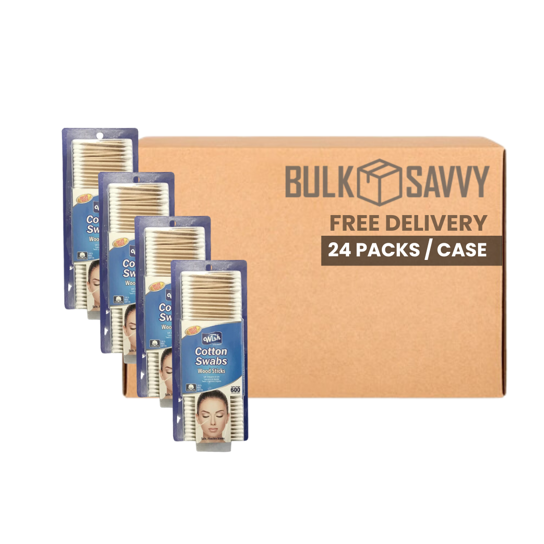 Bulk Order: Wish Cotton Swabs Wood - (24 Boxes of 600 swabs each per case)