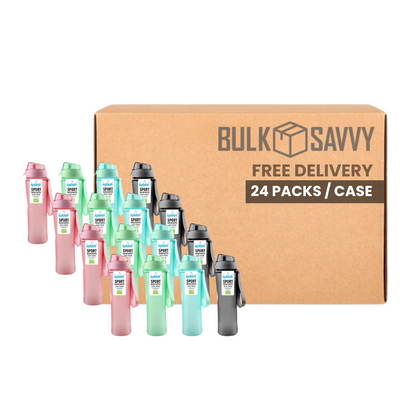 Bulk Order: 96 COUNT, Splash Sport Bottle, 22oz - (24 bottles with 4 colors per case)