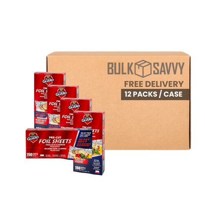 Bulk Order: 1800 COUNT,  Fresh Guard, Pre-cut Aluminum Foil - (12 boxes of 150 sheets per case)