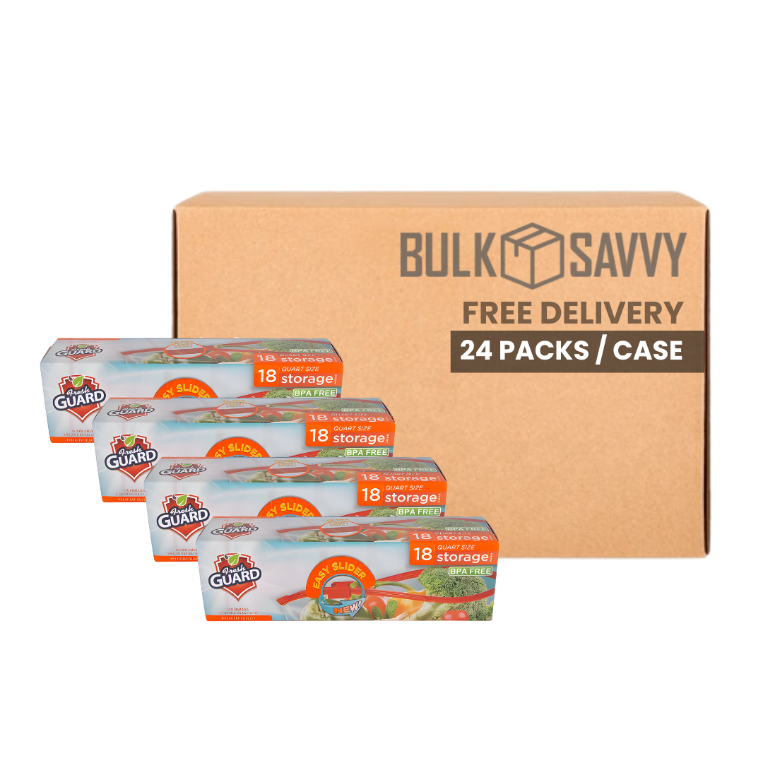 Bulk Order: 432 COUNT,  Fresh Guard Slider Storage Quart - (24 boxes of 18 bags  per case)