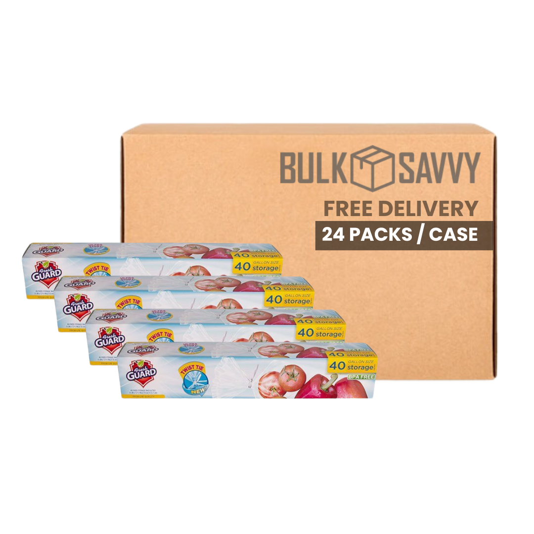 Bulk Order: 960 COUNT, Fresh Guard Twist Tie Gallon Storage Bags - (24 boxes of 40 bags per case)