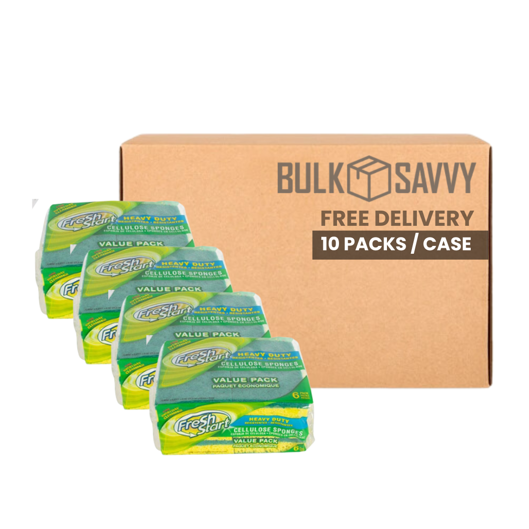 Bulk Order: 60 COUNT,  Fresh Start Heavy Duty Sponge - (10 boxes of 6 sponges per case)