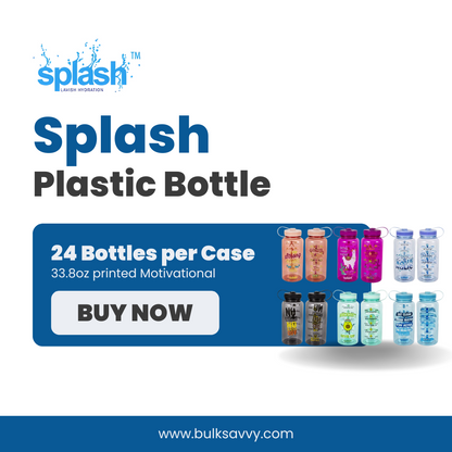 Bulk Order: Splash Printed Motivational Plastic Bottle, 33.8oz - (24 bottles per case)