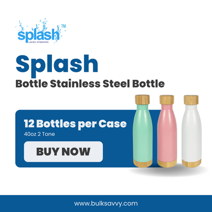 Bulk Order: 12 COUNT, Splash Bottle - Stainless Steel, 15.2oz - (12 bottles per case)