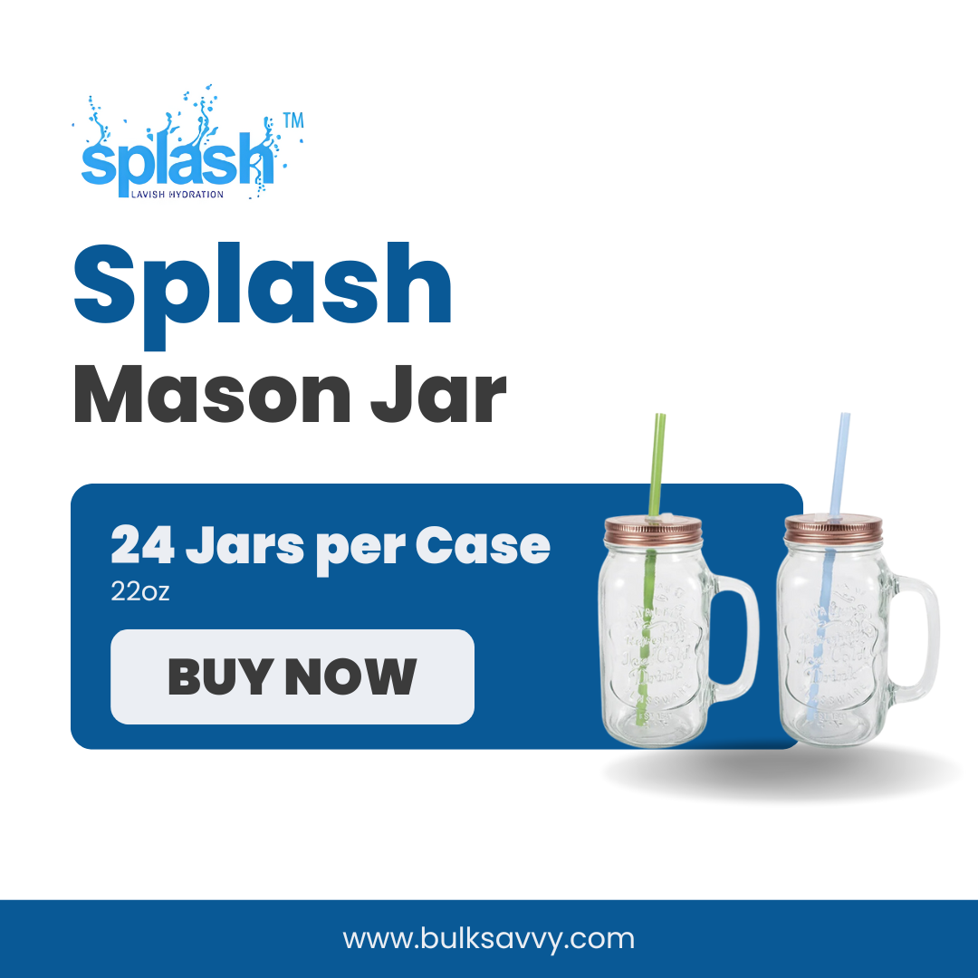 Bulk Order: Splash Mason Jar, 22oz - (24 Jars per case)